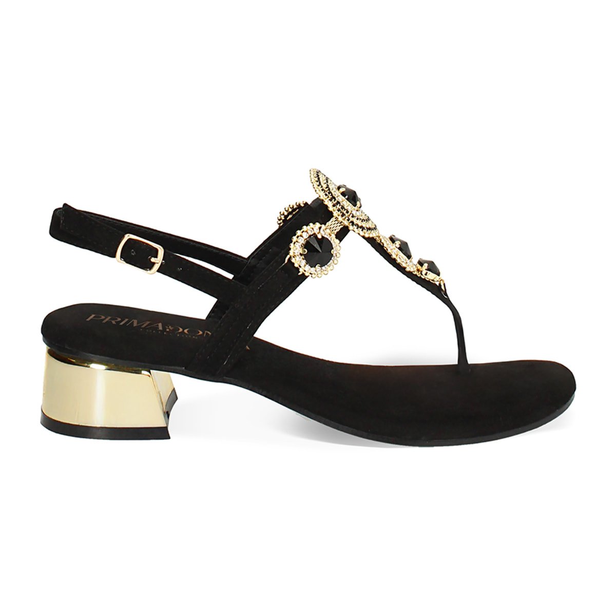Sandalo con tacco basso donna nero