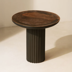 Table d'appoint en bois de manguier et pied en métal noir SÖREN