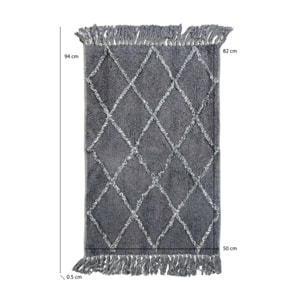 Tapis rectangulaire gris style berbère avec franges - MOMBA
