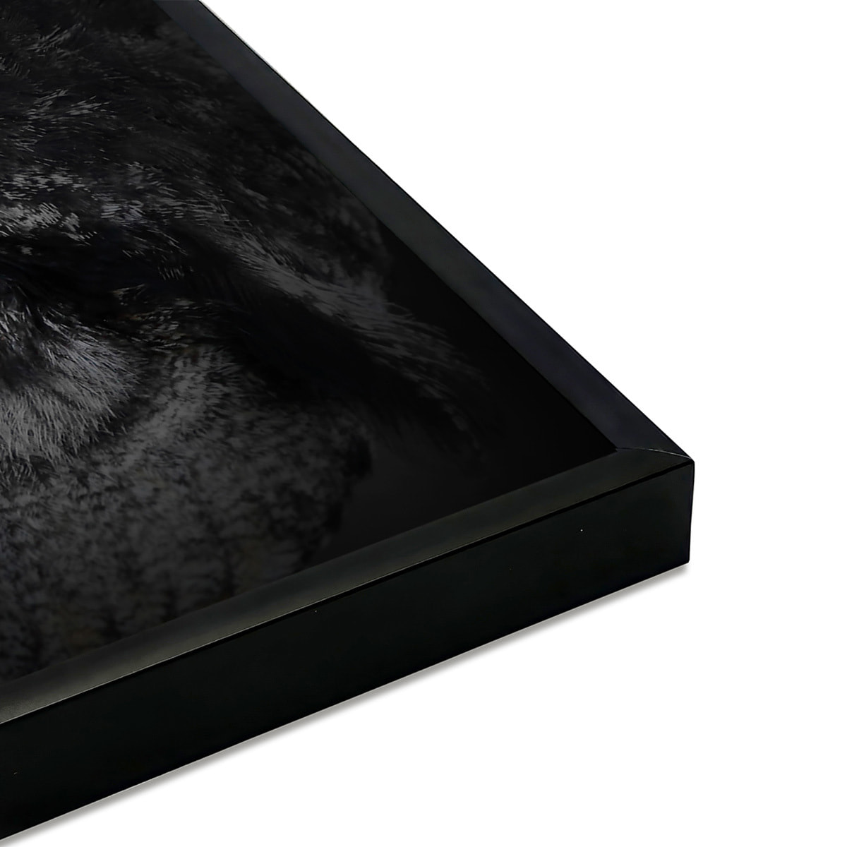 Affiche encadrée – Hibou aux yeux orange, regard hypnotique Affiche + cadre en métal - Noir