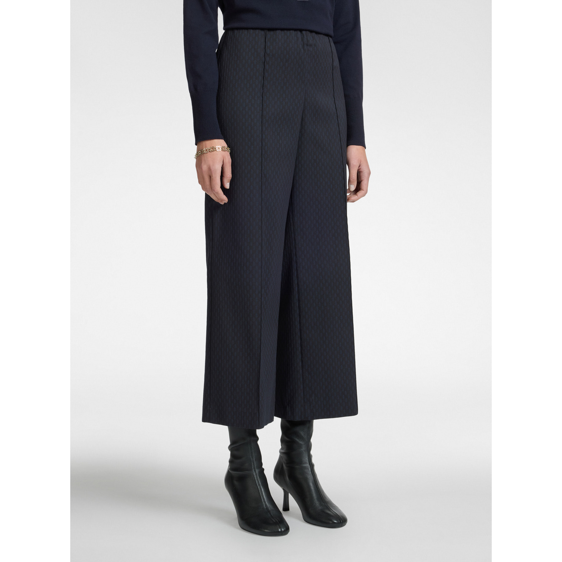 Elena Mirò - Pantalones cropped en jacquard elástico - Azul