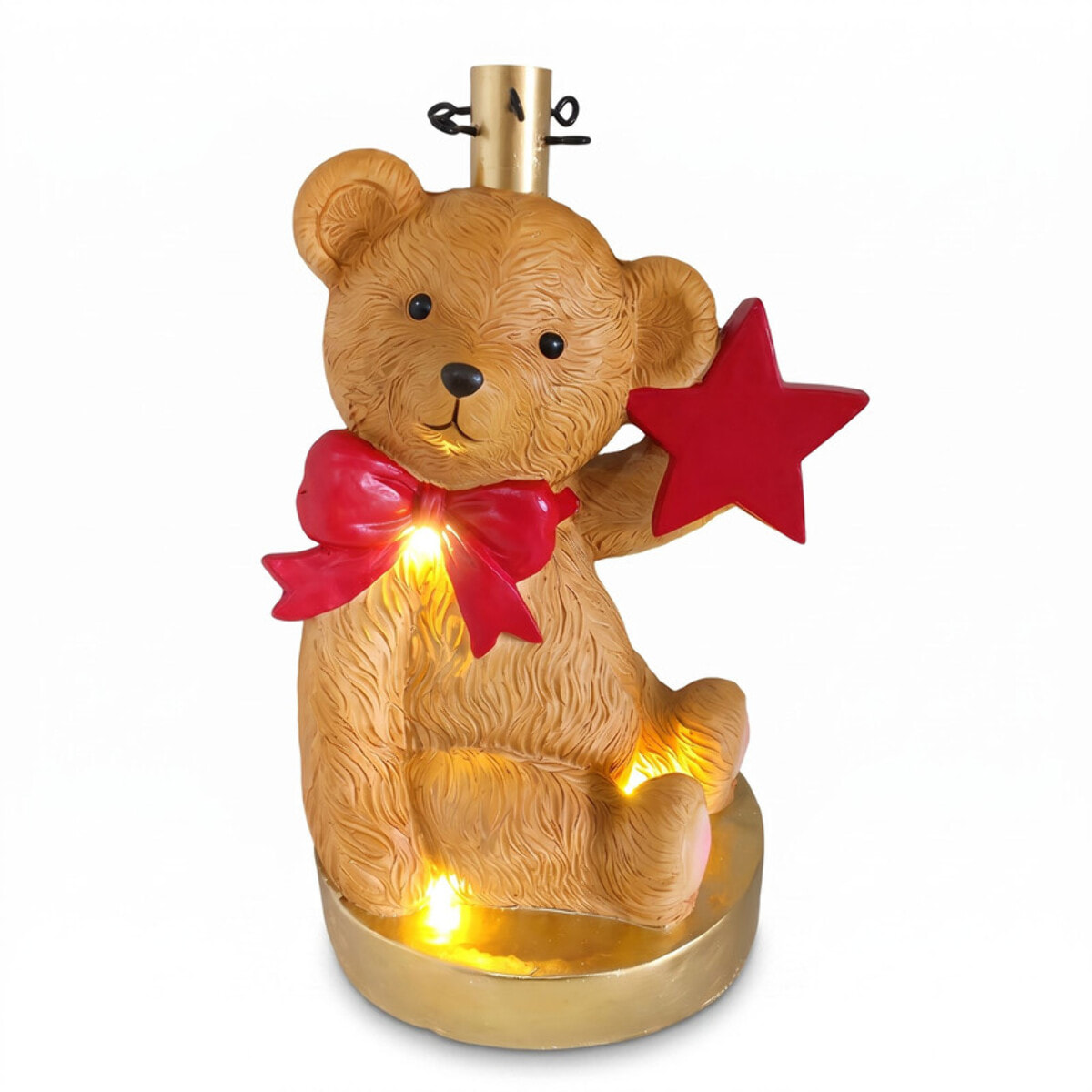 Base per albero di Natale a forma di orsetto con LED in magnesio e ferro - Multicolore