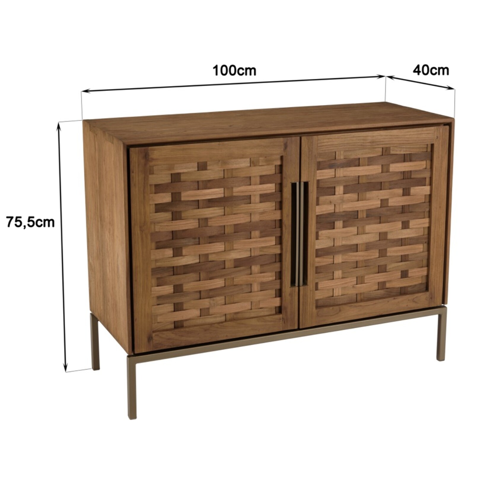 SIXTINE - Buffet en bois de teck recyclé 2 portes