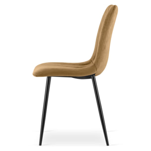 Sedia Lava in velluto marrone con gambe in metallo nero