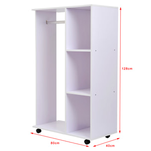 Armoire penderie armoire de rangement mobile panneaux de particules blanc