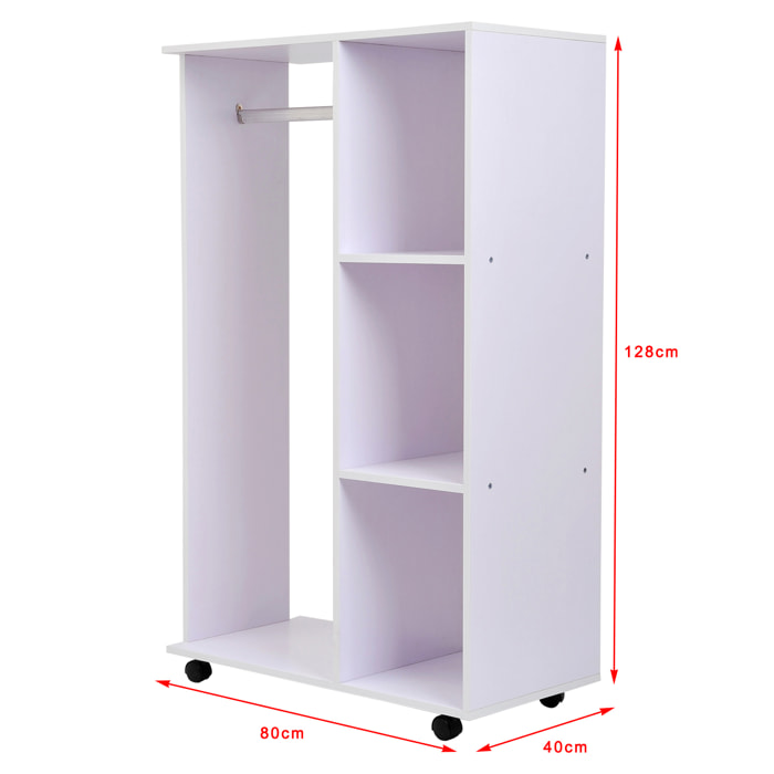 Armoire penderie armoire de rangement mobile panneaux de particules blanc