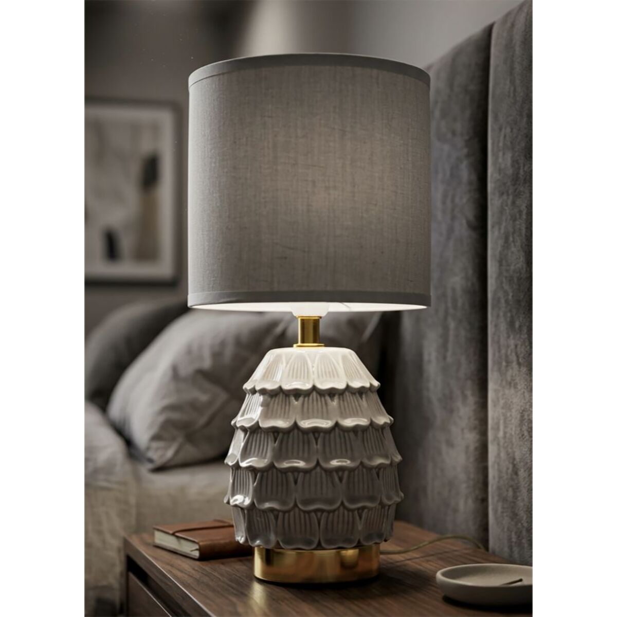 LAMPADA DA COMODINO PIGNY GRIGIA CM Ø 15X30,5