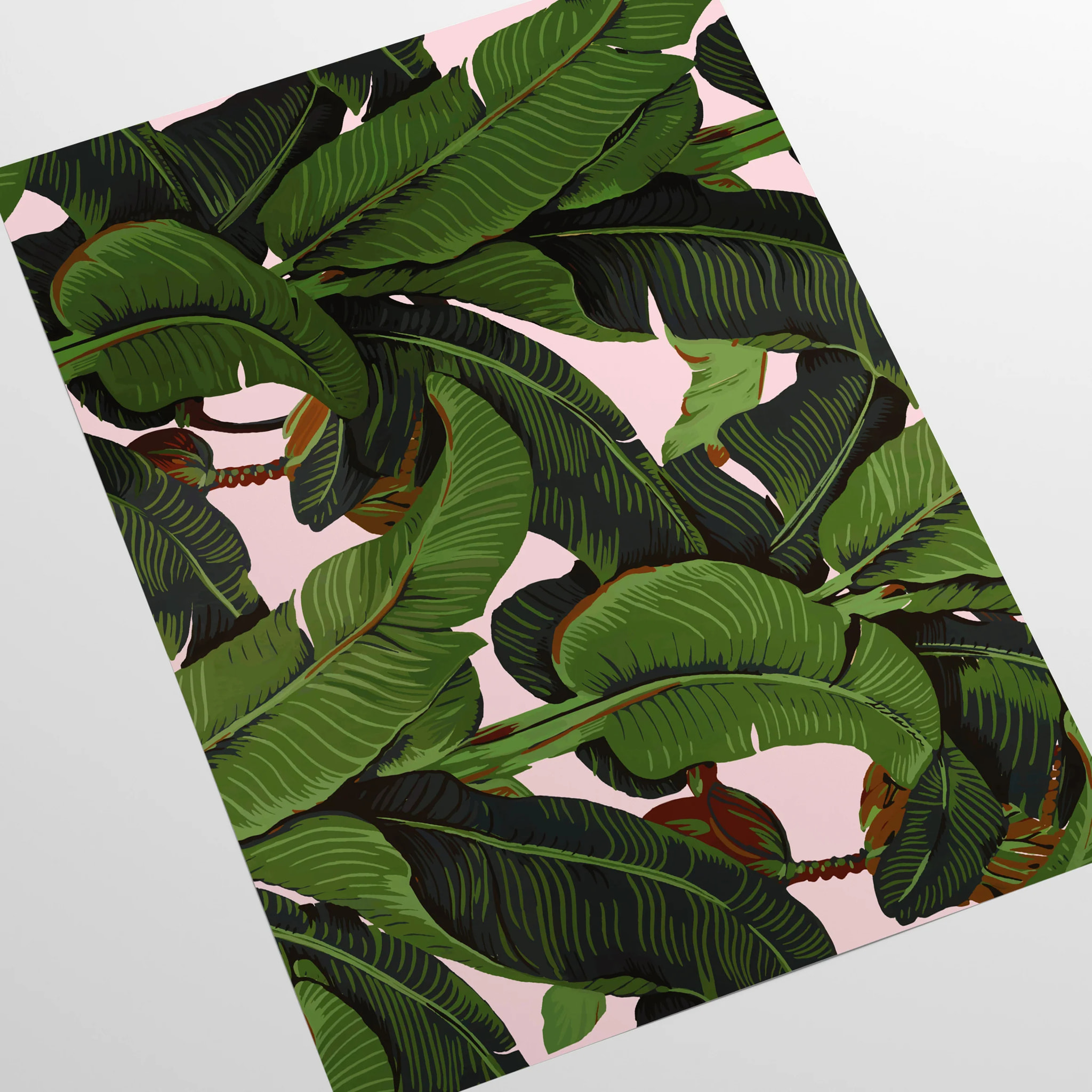 Carta da Parati Foglie di Banano Rosa