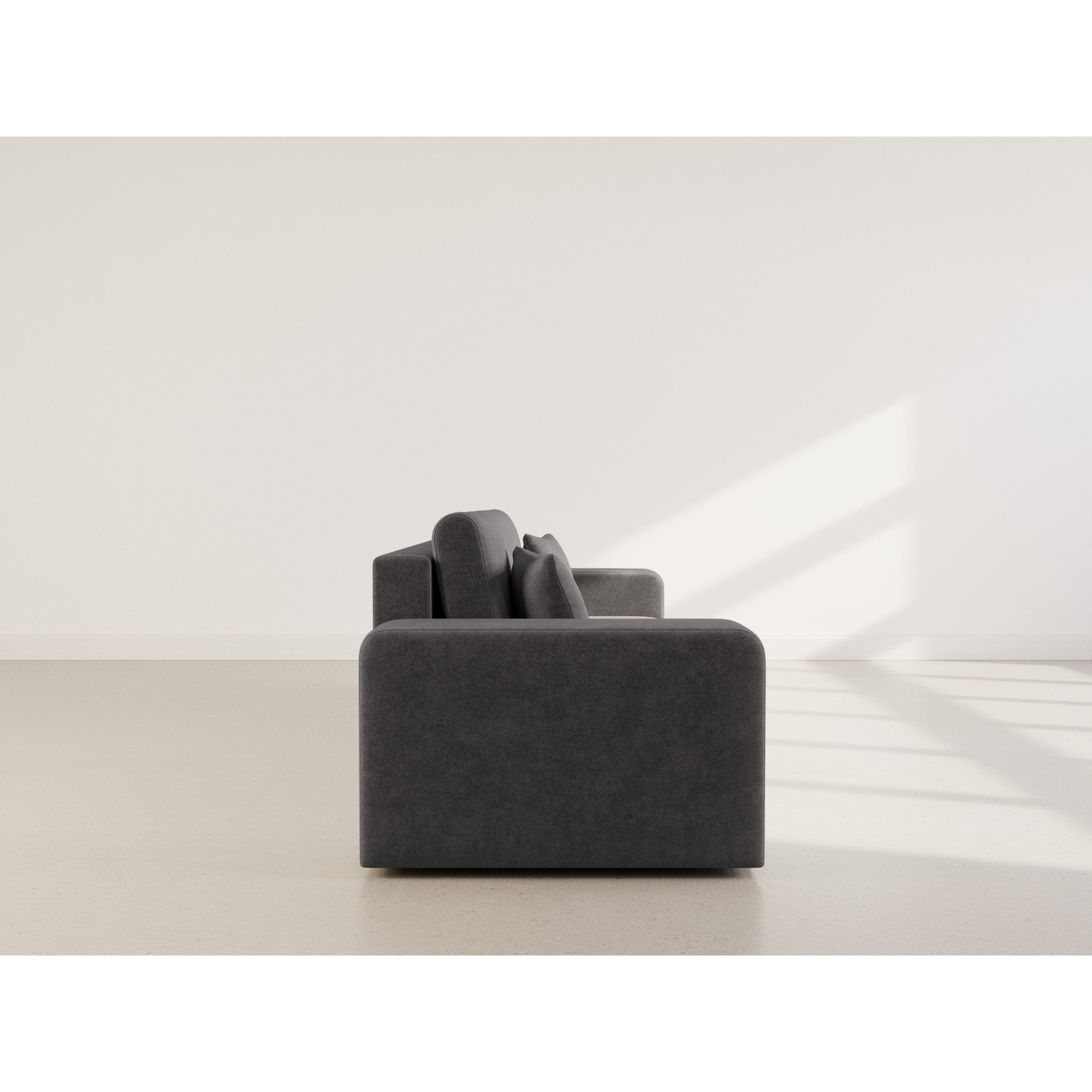 Nicole - Canapé droit 4 places convertible avec coffre en tissu - Gris