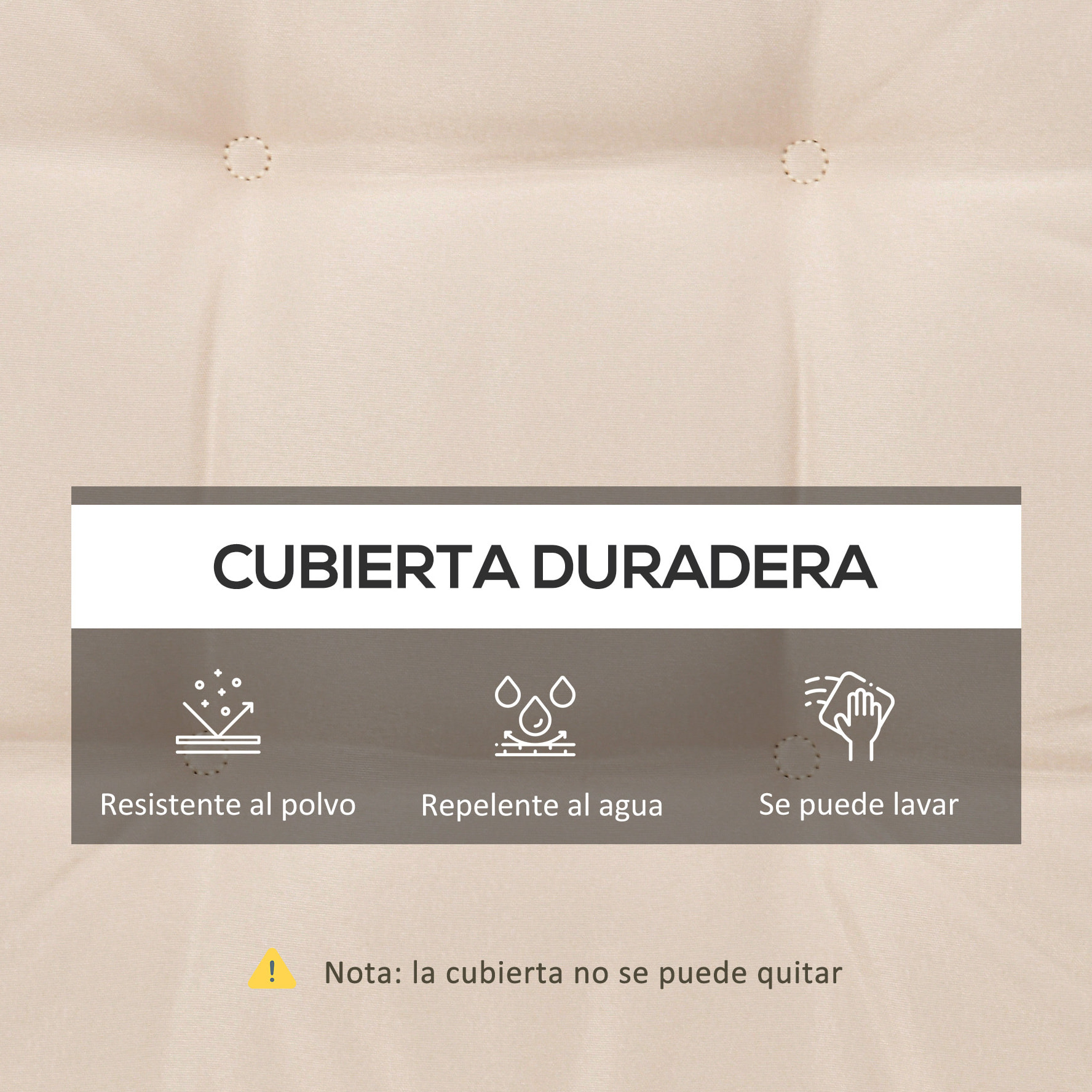 Conjunto de Cojines para Sillas de Comedor 42x42x5 cm Juego de 4 Piezas Cojines para Sillas de Jardín Impermeable con 2 Amarres de Fijación Crema