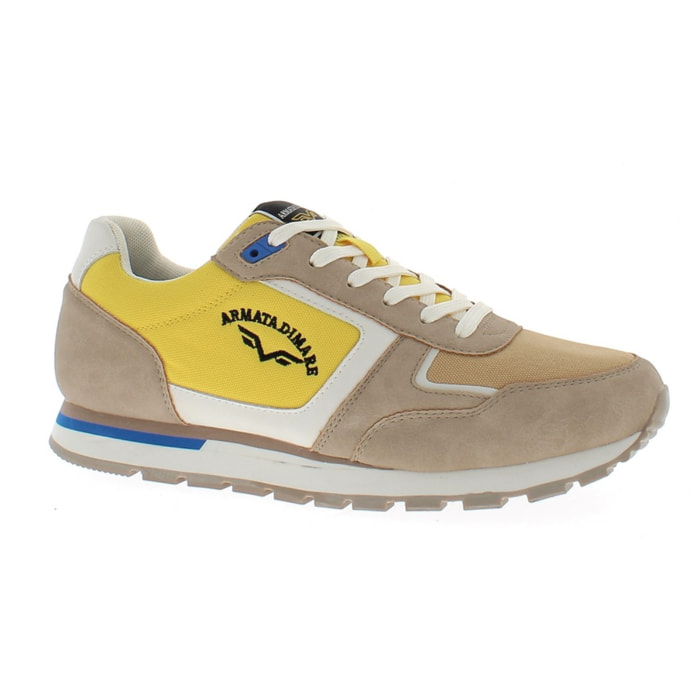 Armata di Mare Scarpe Uomo Sneakers Vintage Running con Soletta Rimovibile in Memory Foam AMU S25N761 Beige Yellow