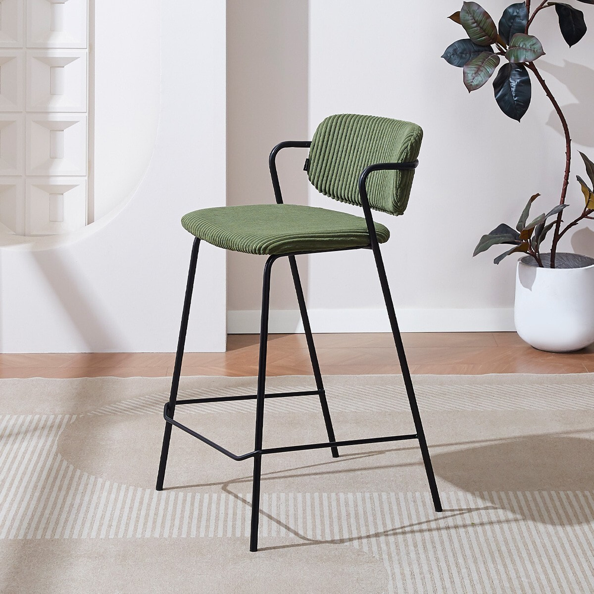 Lot de 2 tabourets de bar en velours côtelé - JONES