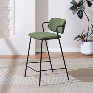 Lot de 2 tabourets de bar en velours côtelé - JONES