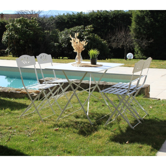 Ensemble table et chaises de jardin - 4 places - Blanc - VENONE