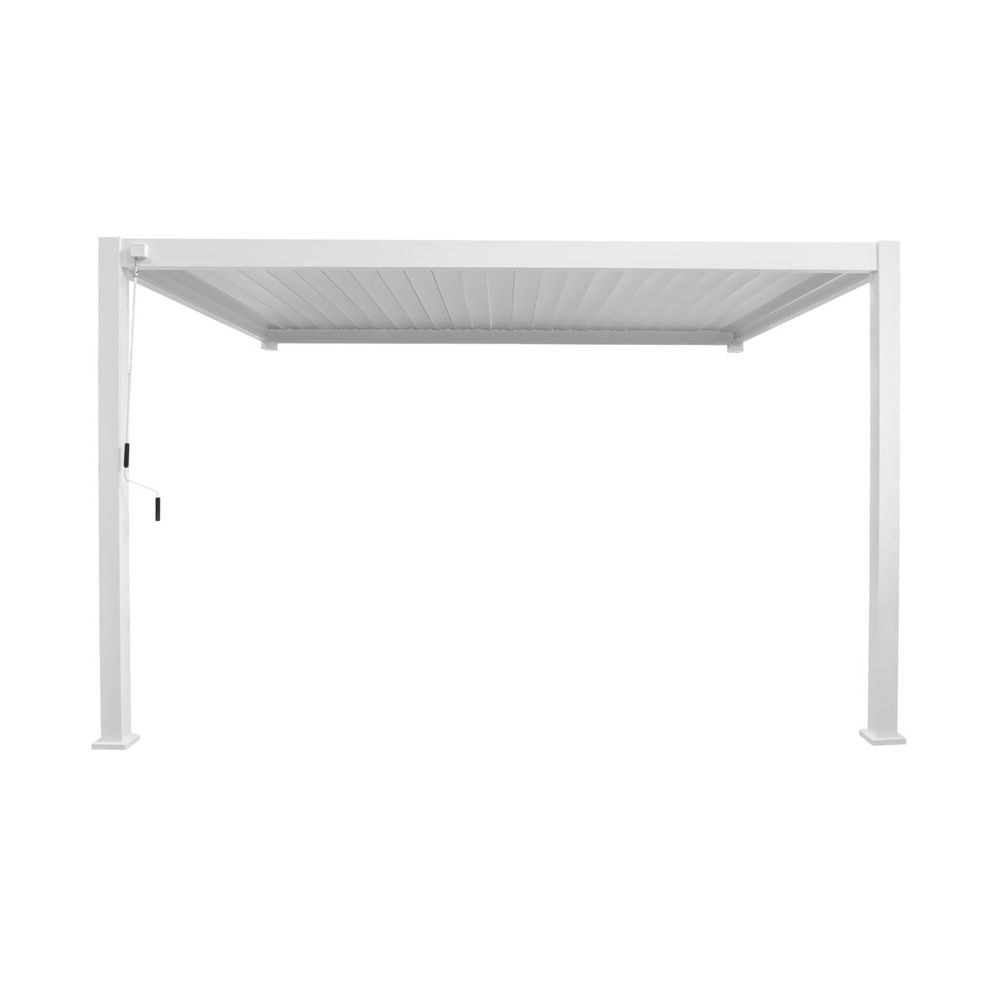 Pergola bioclimatique aluminium blanc adossée lames orientables 4x3m Triomphe