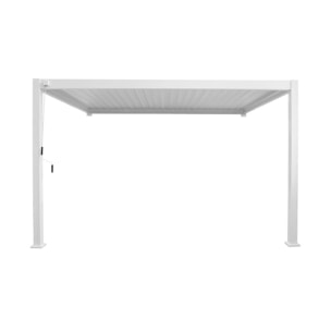 Pergola bioclimatique aluminium blanc adossée lames orientables 4x3m Triomphe