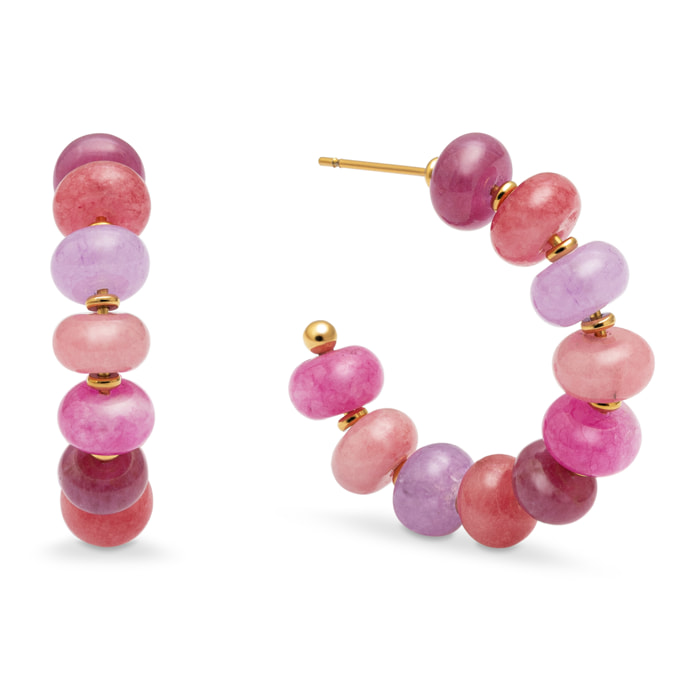 Pendientes Rosé Stones Acero Baño Oro