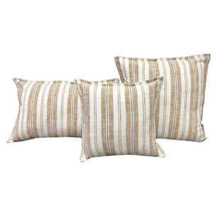 Housse de coussin  recto-verso 100% coton rayures tapissier LOURMARIN - Jaune Ocre