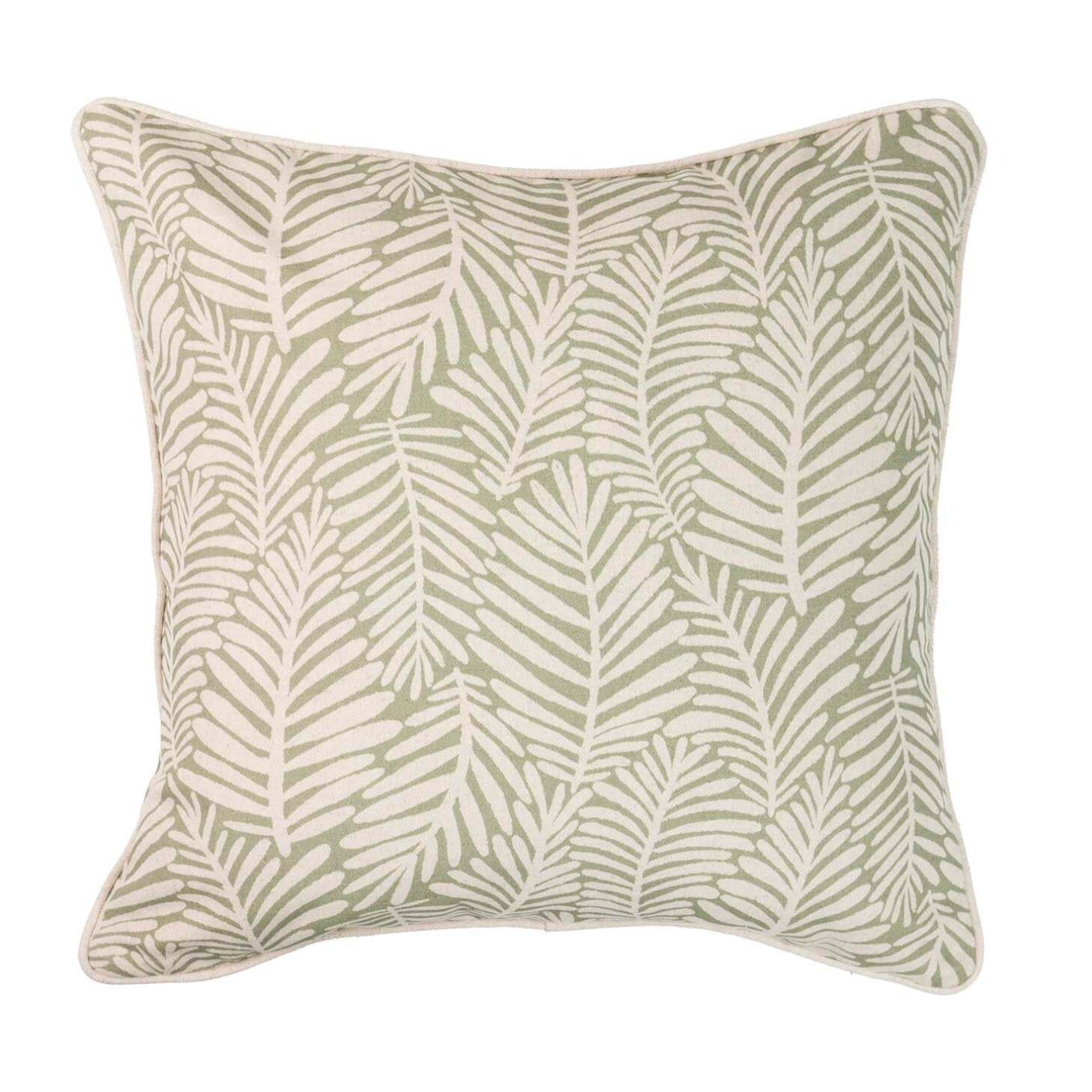 Cojín Lino Hojas Verdes 45x13x45 Cm