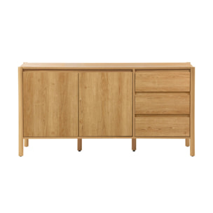 Buffet décor bois 2 portes 3 tiroirs 150cm naturel - 150 x 42 x 78.5 cm - Harmony