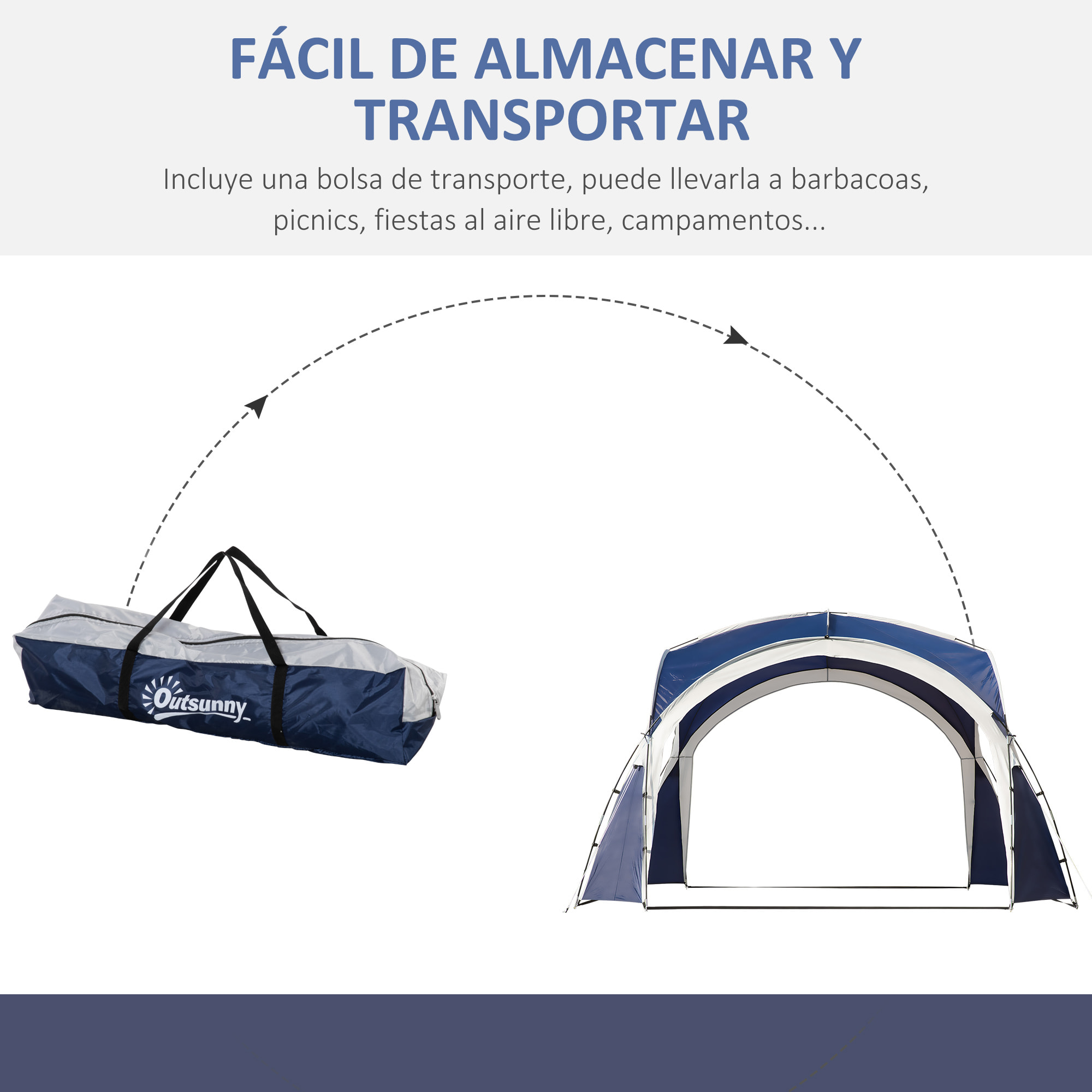 Toldo de Refugio 3,5x3,5 m Toldo Camping Plegable con Gancho Bolsa de Transporte Impermeable y Protección UV para Terraza Playa Picnics Azul