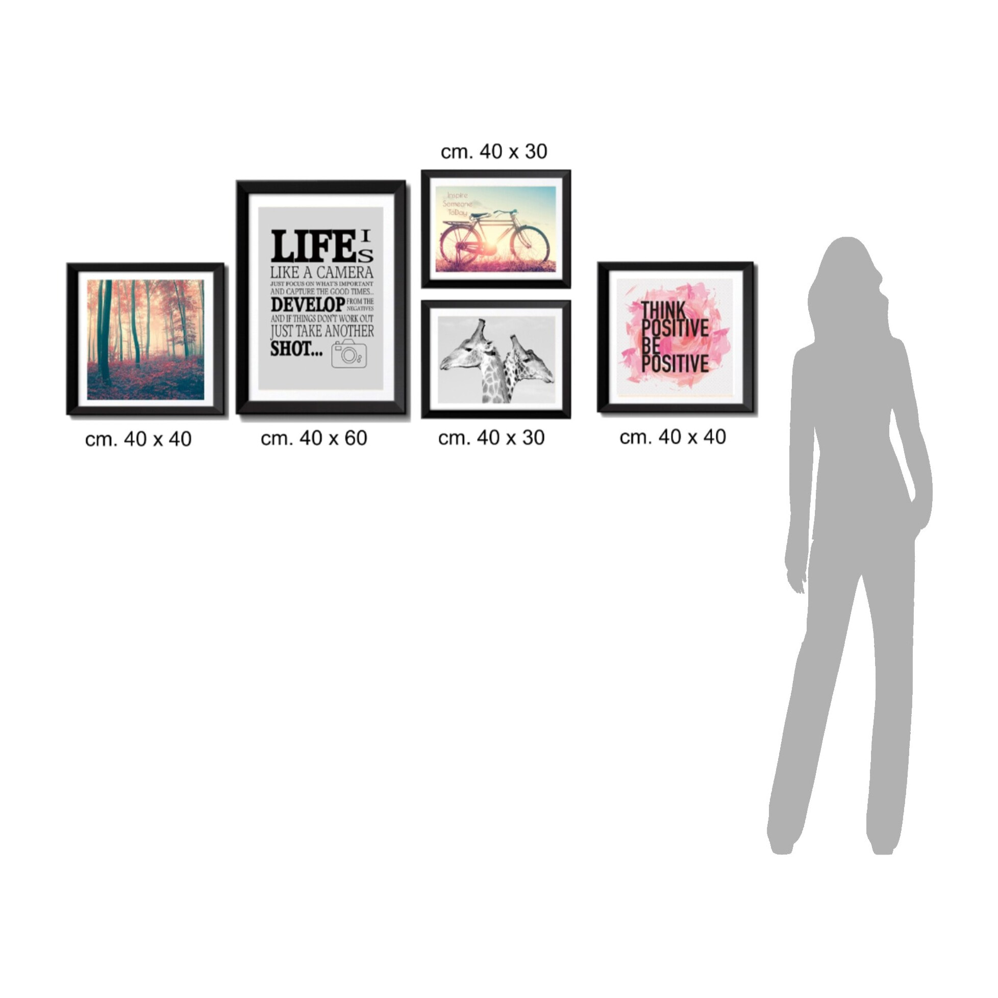 Composition décorative Tomasucci LIFE, en MDF et PVC, noir, 40 × 2,5 × 40 cm