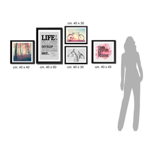 Composition décorative Tomasucci LIFE, en MDF et PVC, noir, 40 × 2,5 × 40 cm