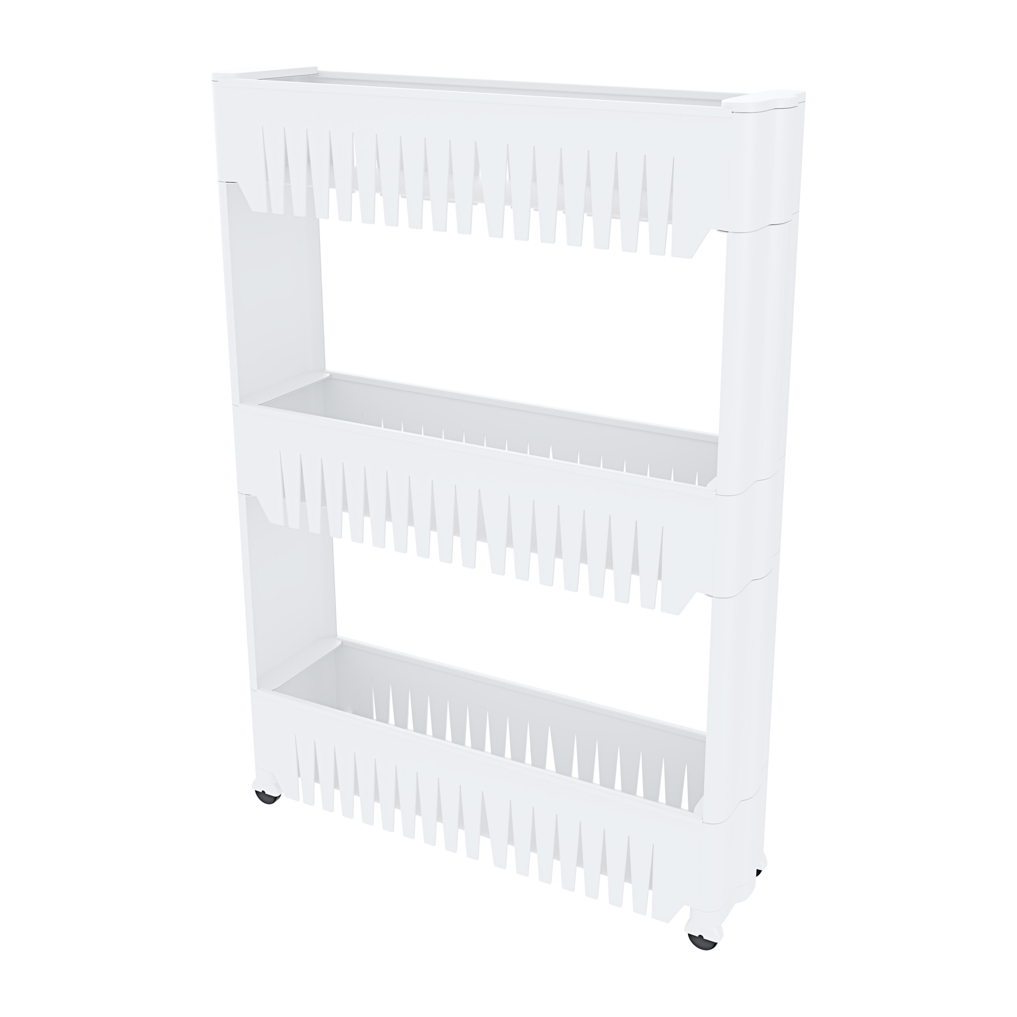 Carrello Da Cucina Salvaspazio Carrellino Portaoggetti Con Rotelle Ruote 3 Ripiani Dispensa Bagno Fino a 2.5 Kg Per Ripiano 72 x 12,5 x 54 cm Bianco