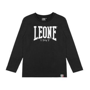 Camiseta básica de manga larga con logo grande de Leone 1947 para niños