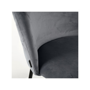 Chaise de repas tissu velours dossier capitonné pieds métal – CLEA 2