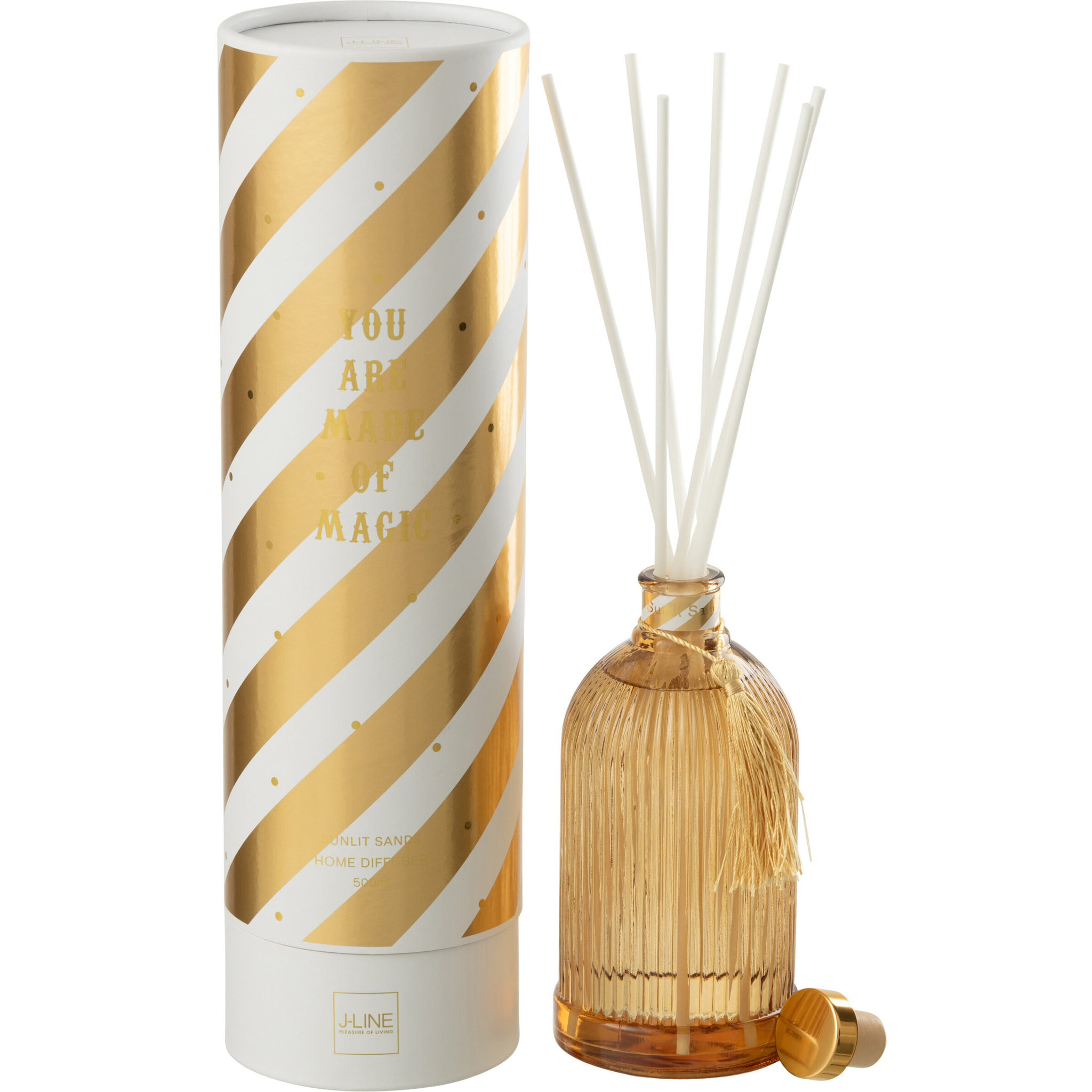 J-Line bâtonnets parfumés Magic - Sunlit Sands  - verre - blanc/or - large