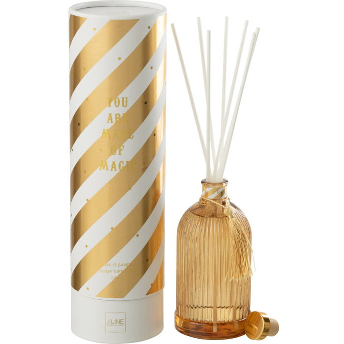 J-Line bâtonnets parfumés Magic - Sunlit Sands  - verre - blanc/or - large