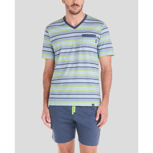Pijama corto hombre rayas clásico y cómodo