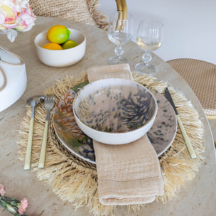 Lot de 6 assiettes plates motif aquatique en grès 26cm CORFOU