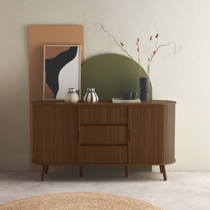 Buffet scandinave décor bois rainuré 2 portes coulissantes 150cm LEGACY