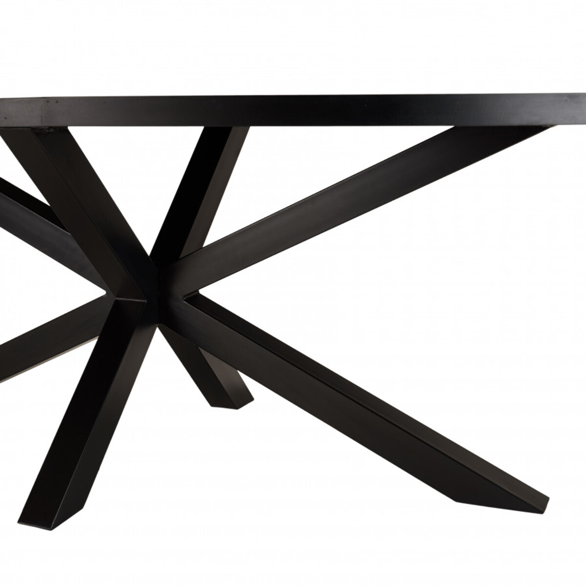 BASILE - Table à manger 220x110cm plateau noir effet pierre