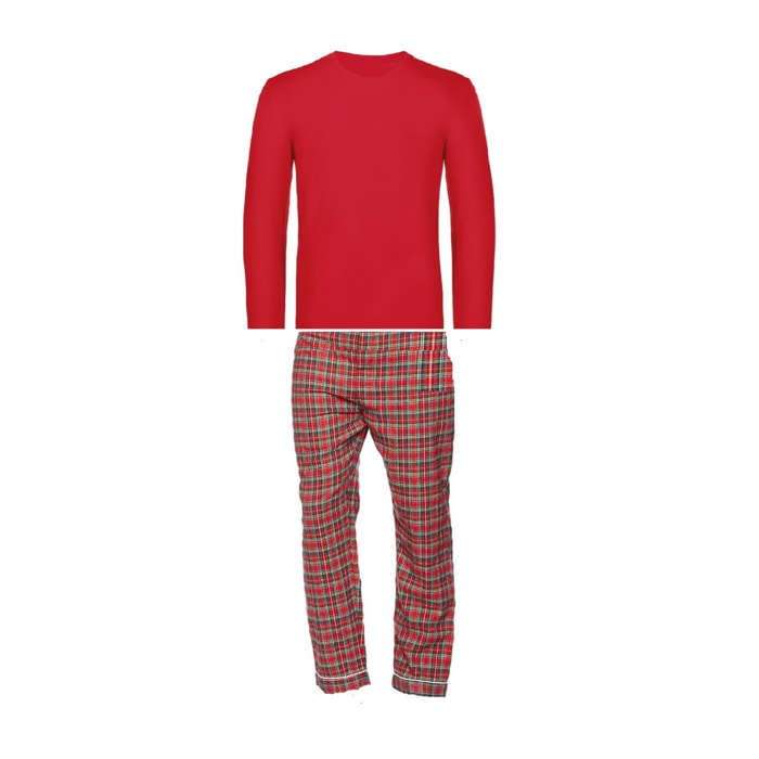 PIGIAMA UOMO flanella invernale scozzese rosso maglia rossa