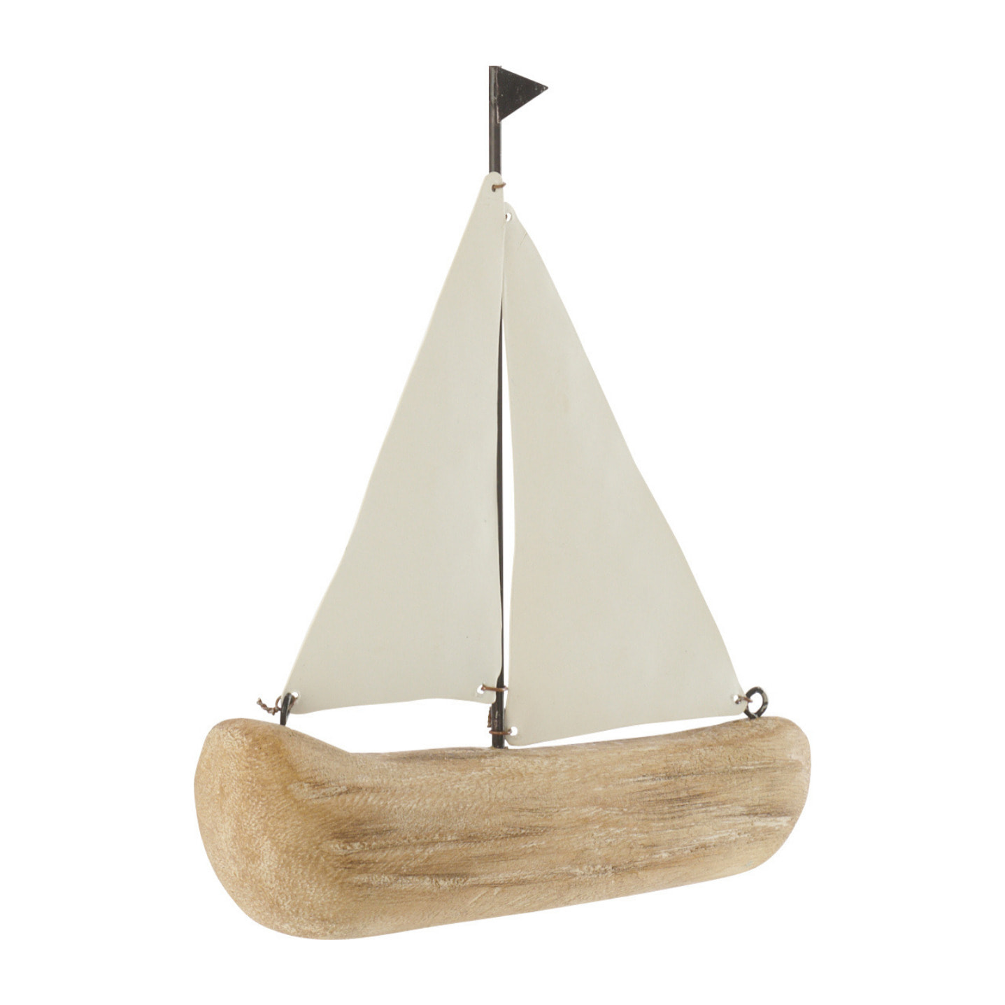 J-Line Voilier décoratif - bois - naturel/blanc - small - 2 pièces