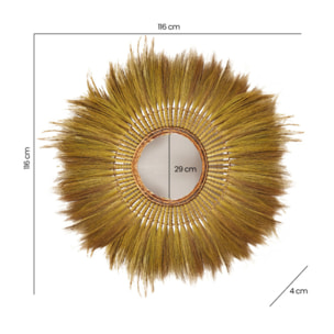Miroir mural rond 116 cm en herbe de pampa - PLUME