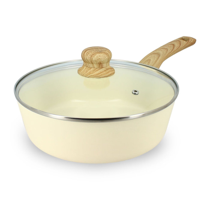 Sauteuse 24cm avec revêtement céramique crème - tous feux COLORAMA