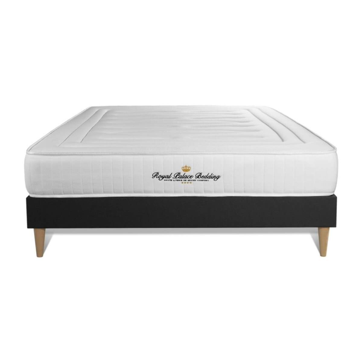 Ensemble sommier + matelas LANCASTER ressorts ensachés et mémoire de forme + Sommier Tapissier multi-lattes cm d'épaisseur - Matelas à Ressorts ensachés et mémoire de forme de 22cm d'épaisseur