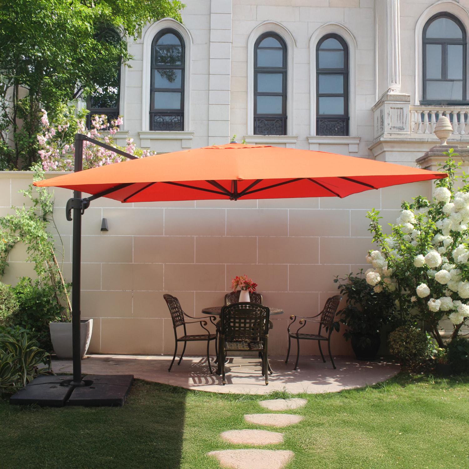 NAVIA Parasol déporté et rotatif 3 x 4 m terracotta