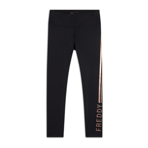 Leggings 7/8 vita alta in tessuto tecnico con stampa metal