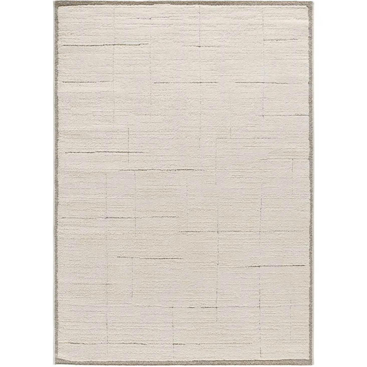 CANDELA Alfombra pelo corto diseño geométrico con relieve en crema, varias medidas disponibles
