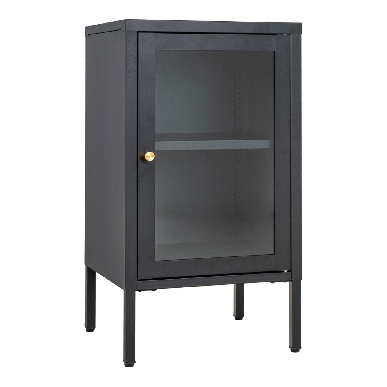 Armadietto Dalby in acciaio e vetro nero 38x35x70 cm