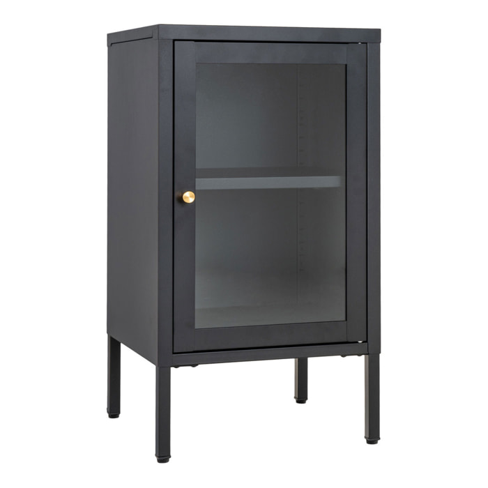 Armadietto Dalby in acciaio e vetro nero 38x35x70 cm