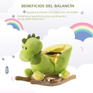 Caballo Balancín Dinosaurio de Peluche para Niños Verde