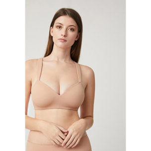 Reggiseno imbottito senza ferretto beige, coppe D ed E