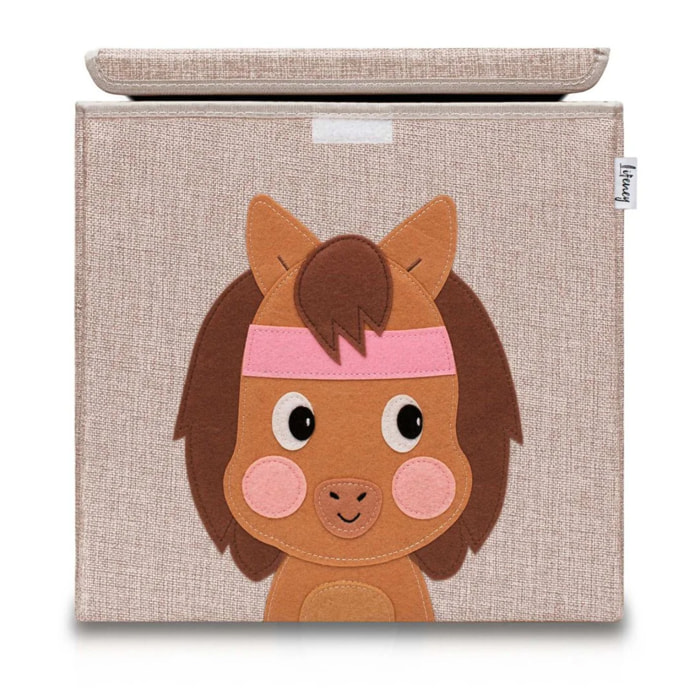 Boîte de rangement en tissu pour enfant "cheval" avec couvercle, compatible Ikea Kallax Lifeney