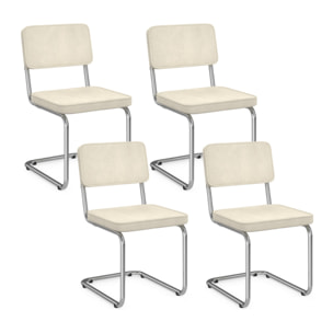 Chaises Naya en velours crème et pied métal - lot de 4